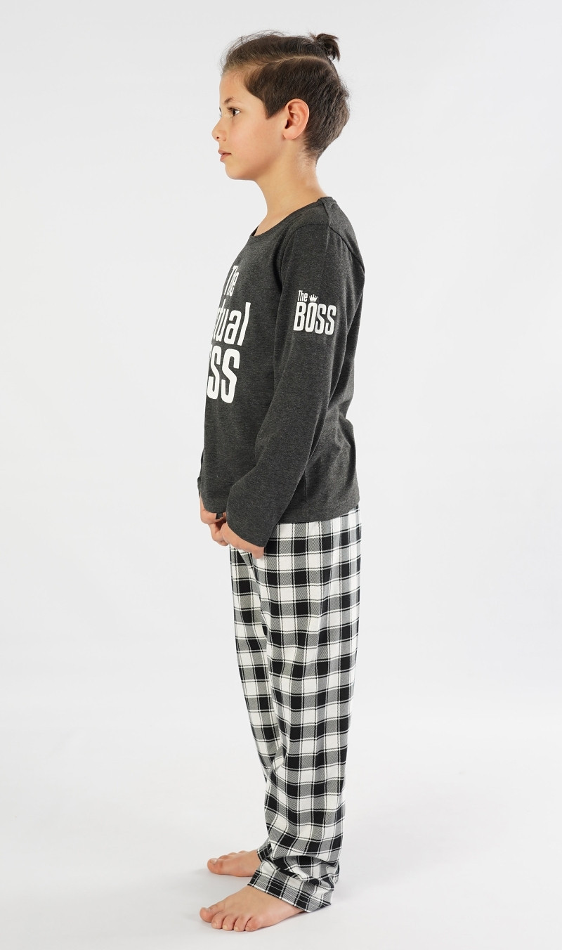 Dětské pyžamo dlouhé - chlapecké tmavě šedá 9 - 10 model 16286455