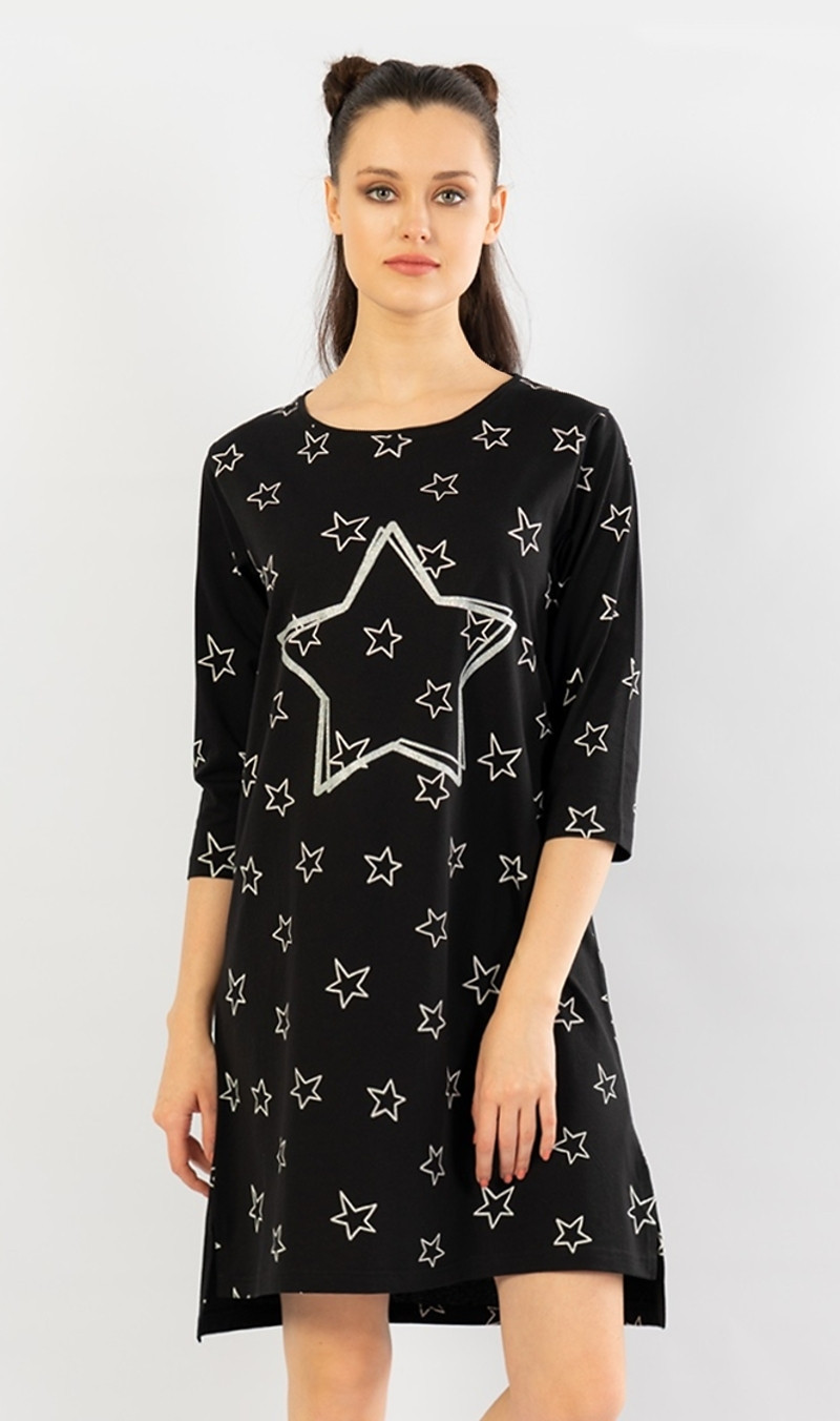 Dámská noční košile s tříčtvrtečním rukávem Big star černá S