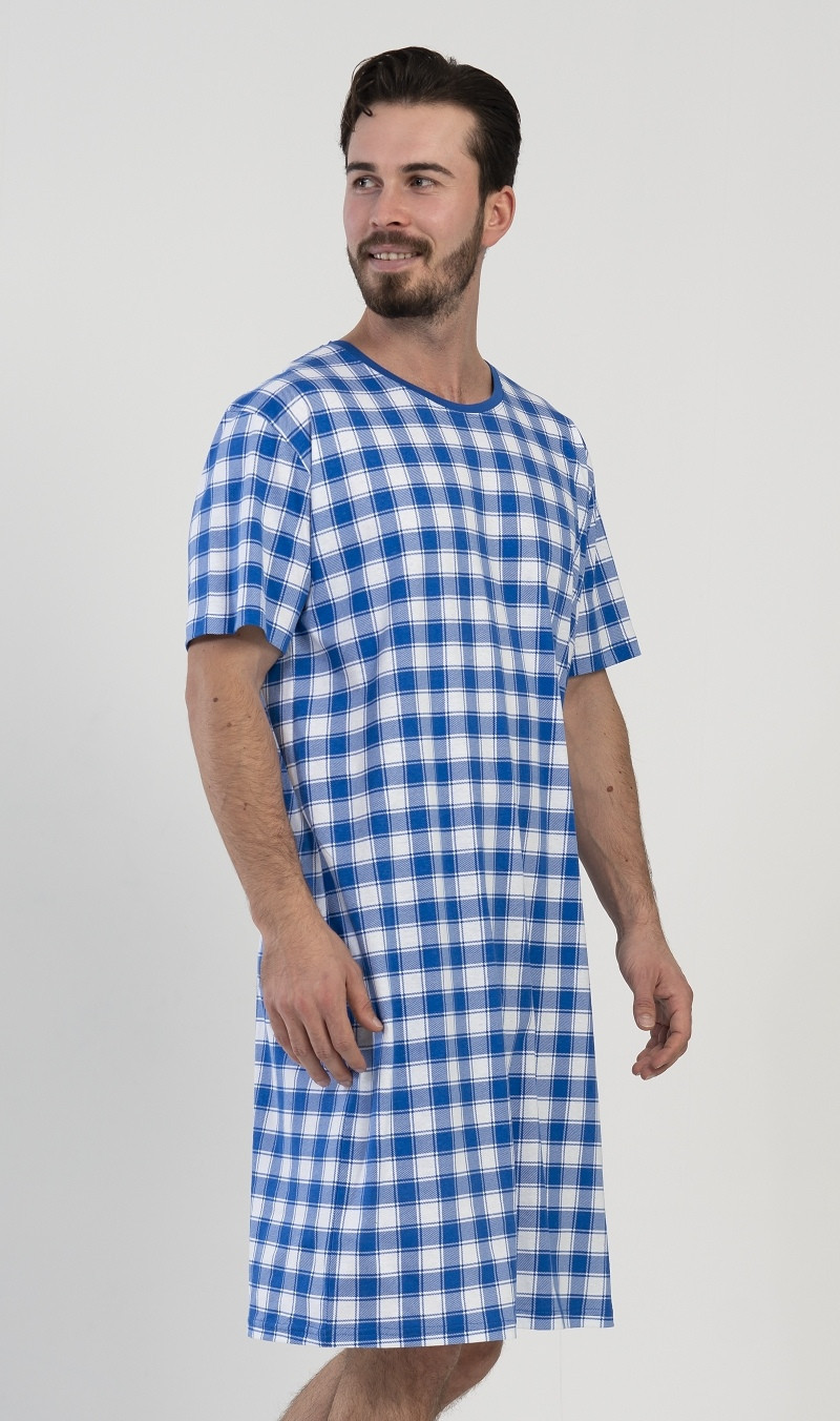 Pánská noční košile s krátkým rukávem model 17181050 modrá 2XL