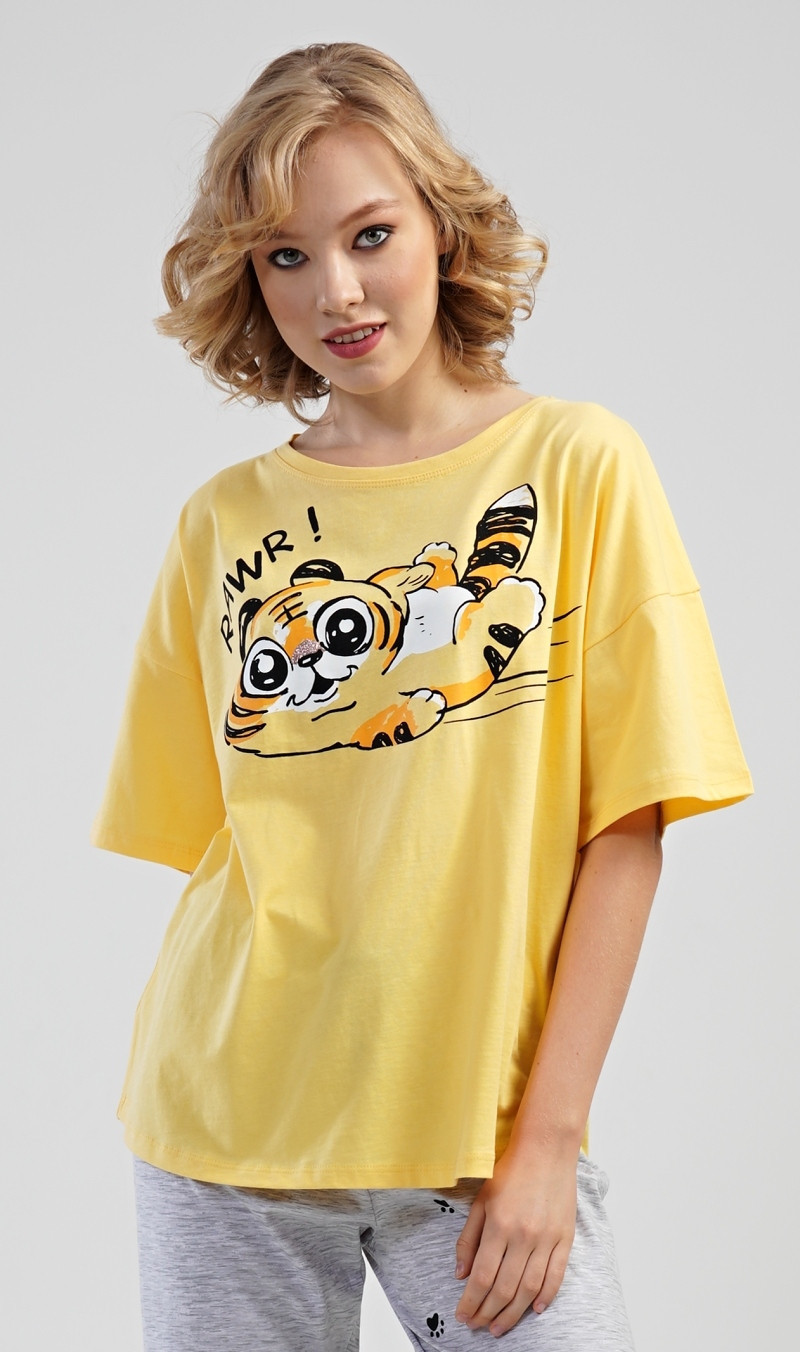 Dámské pyžamo kapri Kocour Možnost: žlutá XL