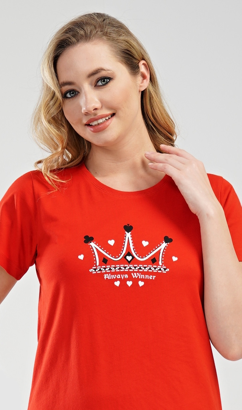 Dámská noční košile s krátkým rukávem model 17360644 červená S