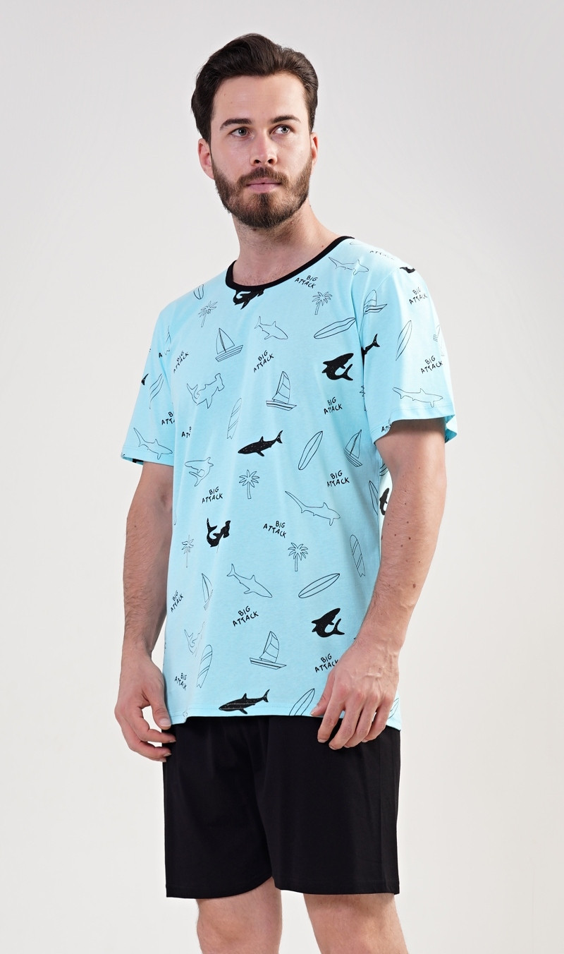 Pánské pyžamo šortky Oceán azurová XL