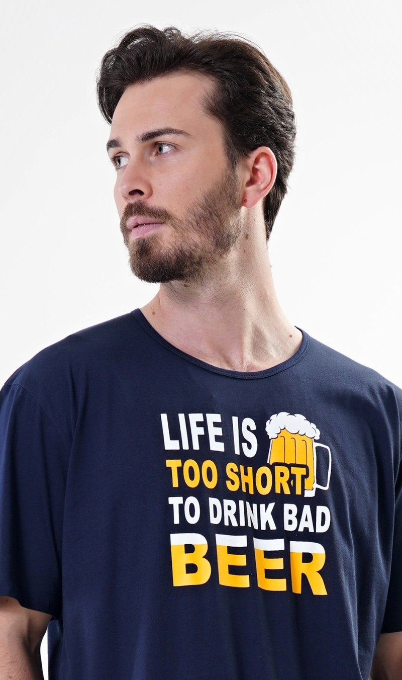Pánská noční košile s krátkým rukávem Life is beer Možnost: tmavě modrá M