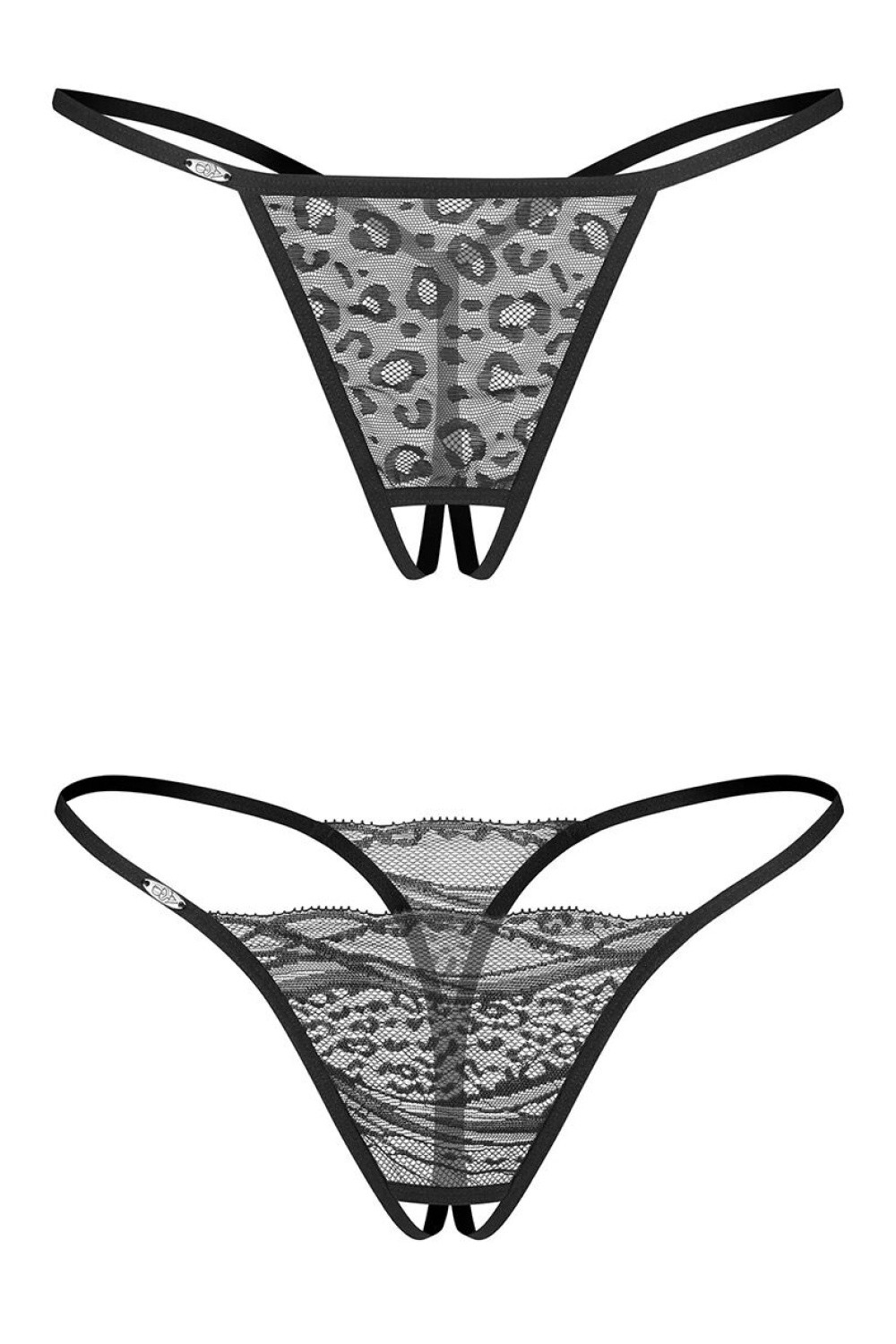 Tanga Obsessive Bianca 2-pack crotchless thong Barva: Černá, Velikost: L/XL