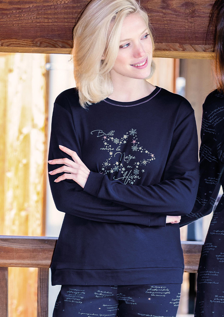 Dámske pyžamo Siélei SM12 M Tm. modrá