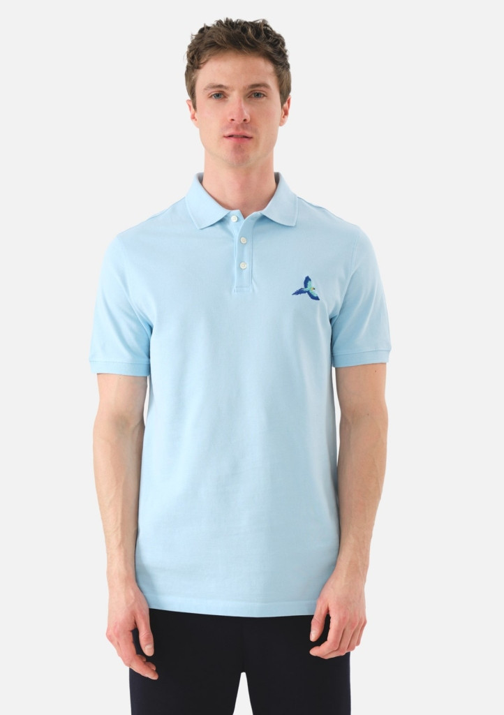 Pánské tričko John Frank JFTPOLO18-MACAW Sv. modrá L