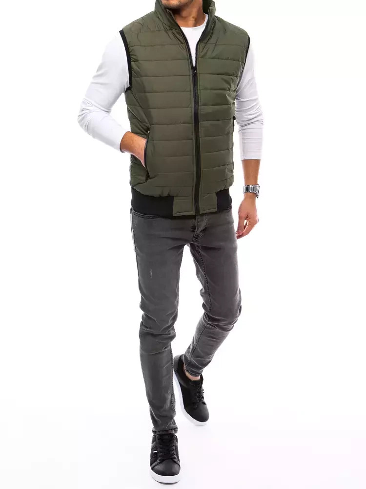 Pánská prošívaná zelená vesta FashionStreet TX4019 XXL (obrázek 5)