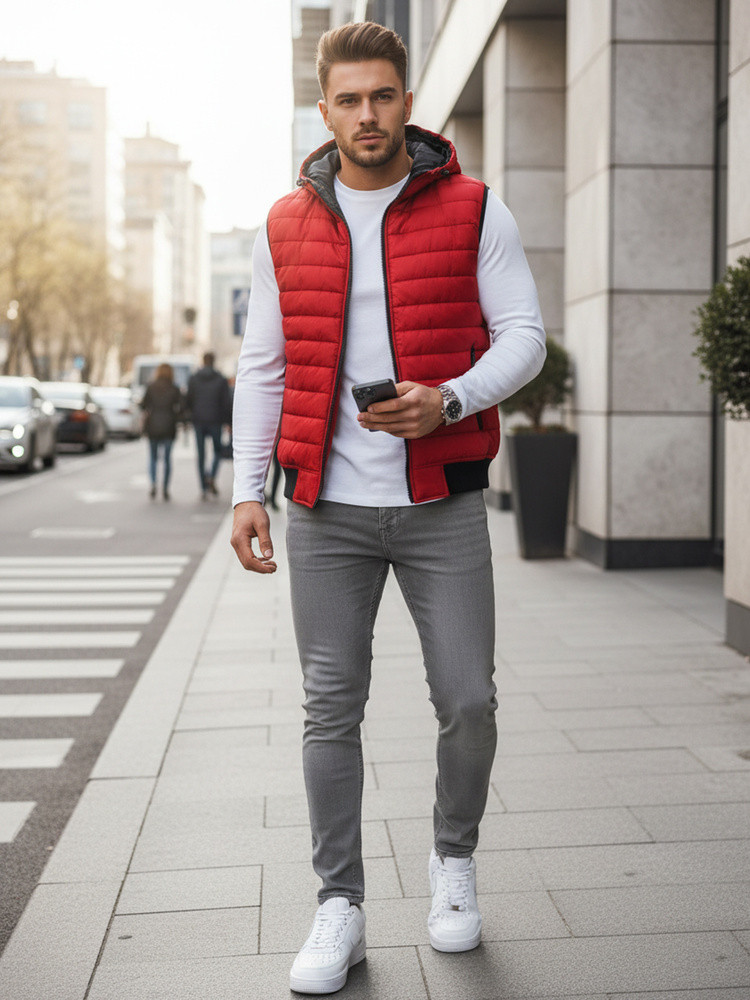 Pánská červená vesta FashionStreet TX4265 XL (obrázek 3)