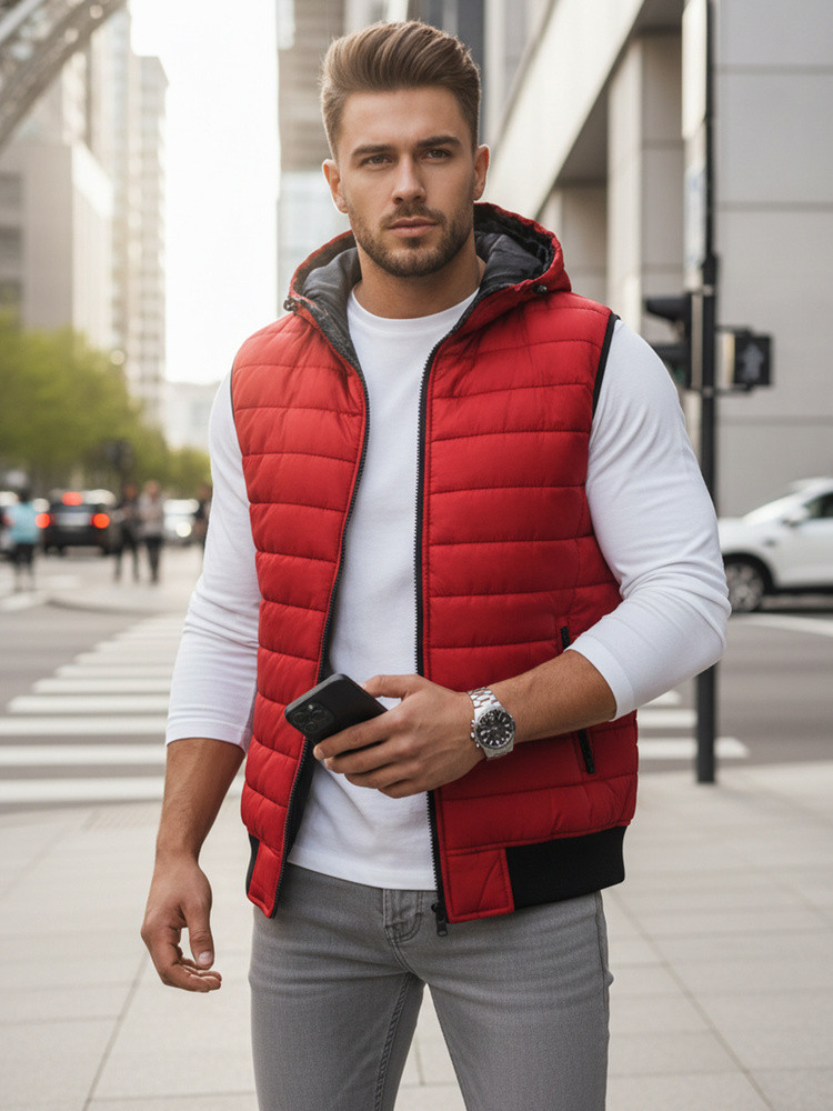 Pánská červená vesta FashionStreet TX4265 XL (obrázek 4)
