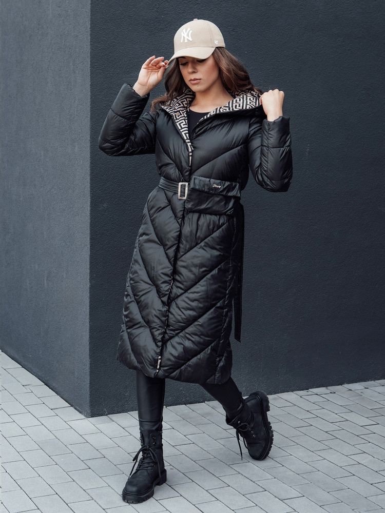Dámský zimní prošívaný kabát s kapucí CELESTIE černý FashionStreet TY4513 XXL