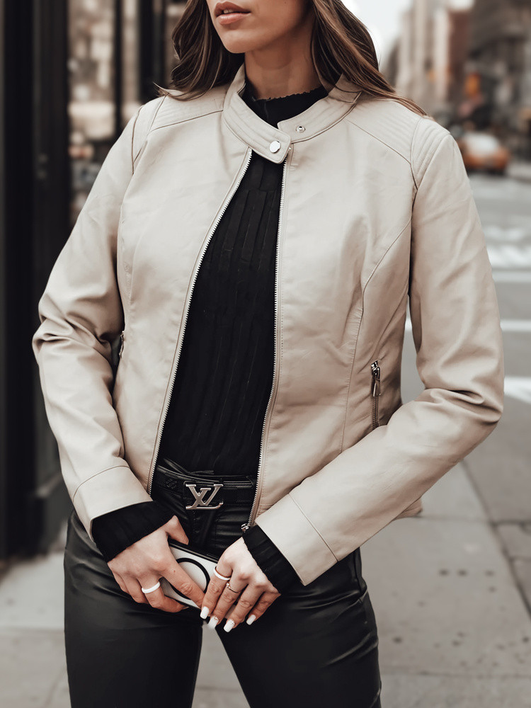 SKINVEX dámská přechodná kožená bunda béžová FashionStreet TY4744 XL (obrázek 4)