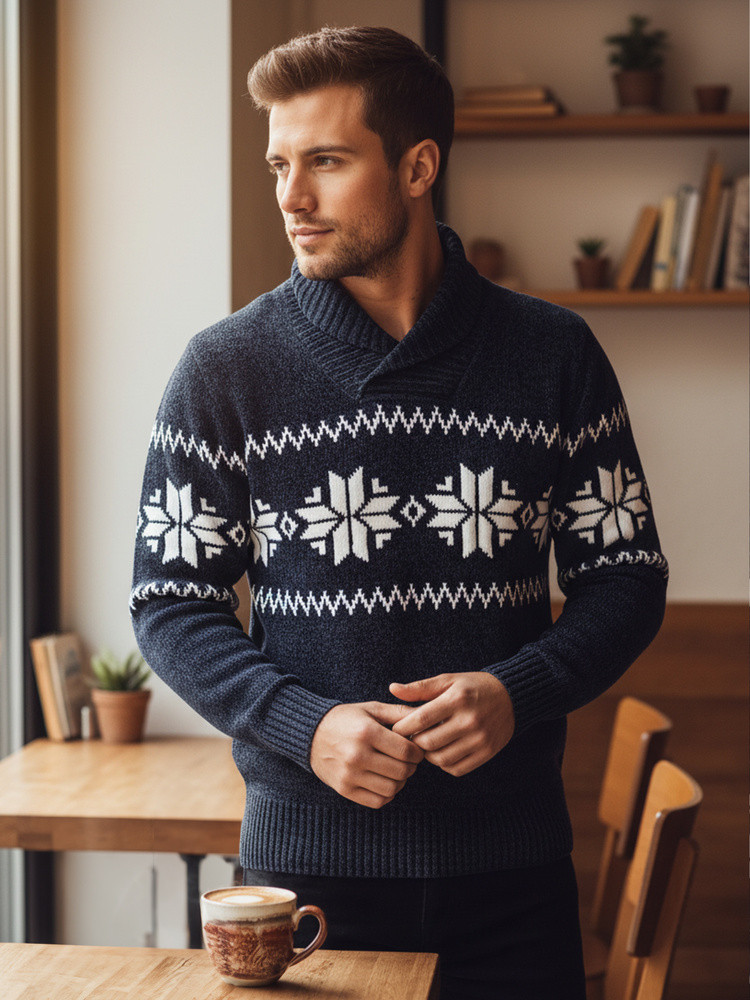 Pánský tmavě modrý svetr FashionStreet WX2272 XL (obrázek 4)