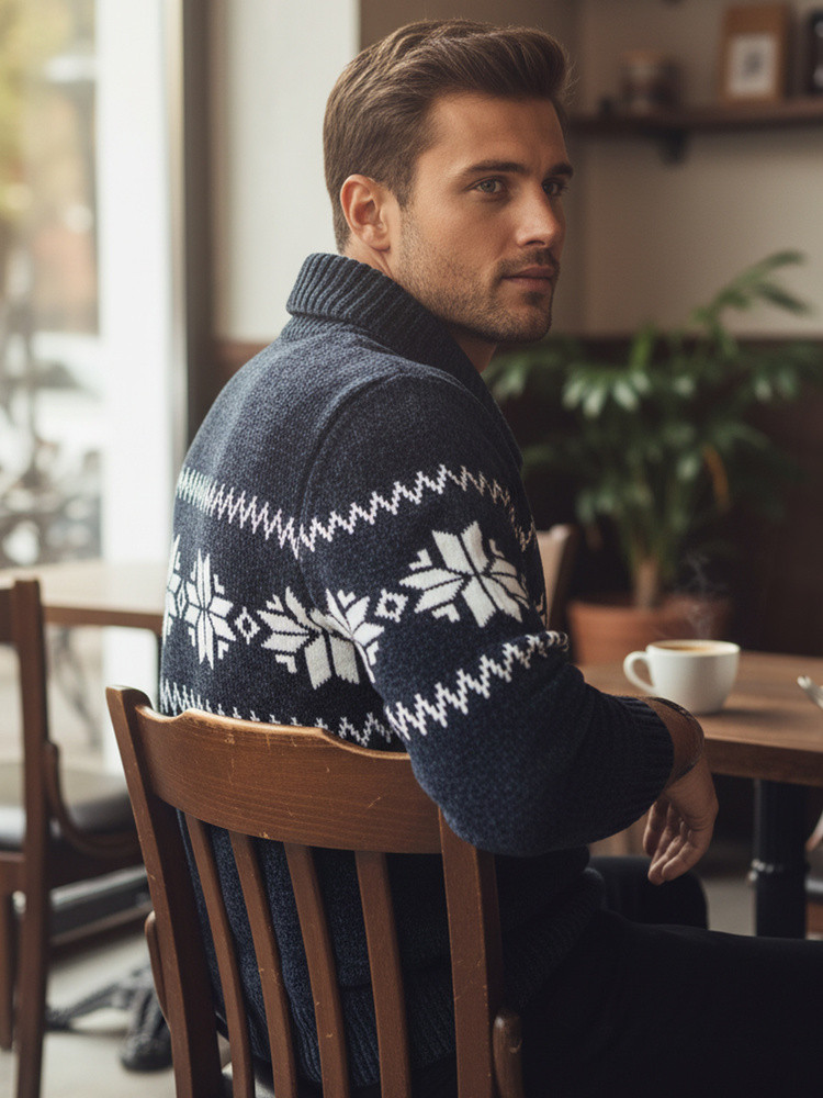Pánský tmavě modrý svetr FashionStreet WX2272 XL (obrázek 3)