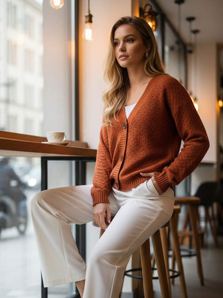 Dámsky červený sveter CHICLINE FashionStreet MY2418 univerzita