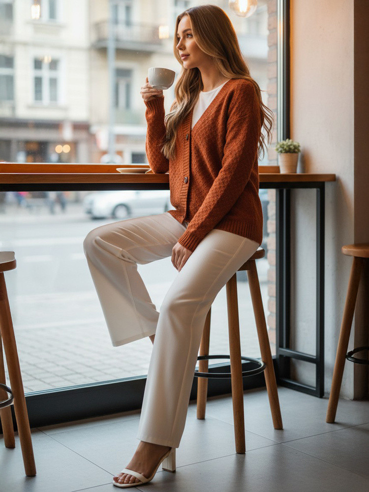 Dámský červený svetr CHICLINE FashionStreet MY2418 univerzita (obrázek 3)