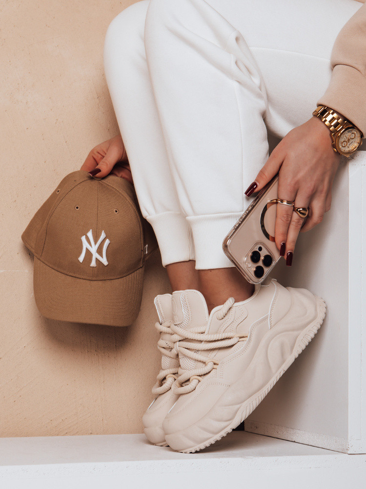 Dámské sneakersy na platformě LALANDRA, béžové