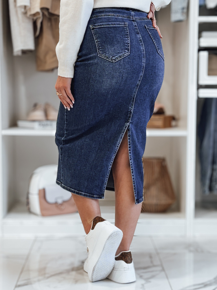 Džínová midi sukně s rozparkem MERITTA navy blue FashionStreet CY0482 XXL (obrázek 3)