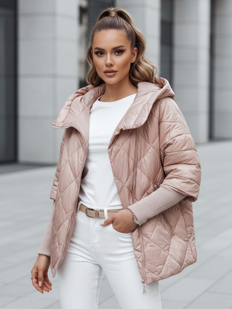 Dámská přechodná prošívaná bunda oversize PUFFILOF růžová FashionStreet TY4854 XXL