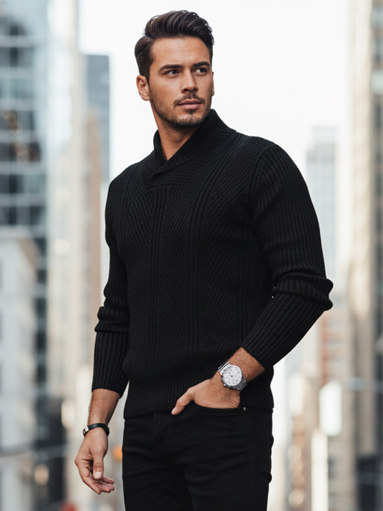 Pánsky čierny sveter FashionStreet WX2256z L