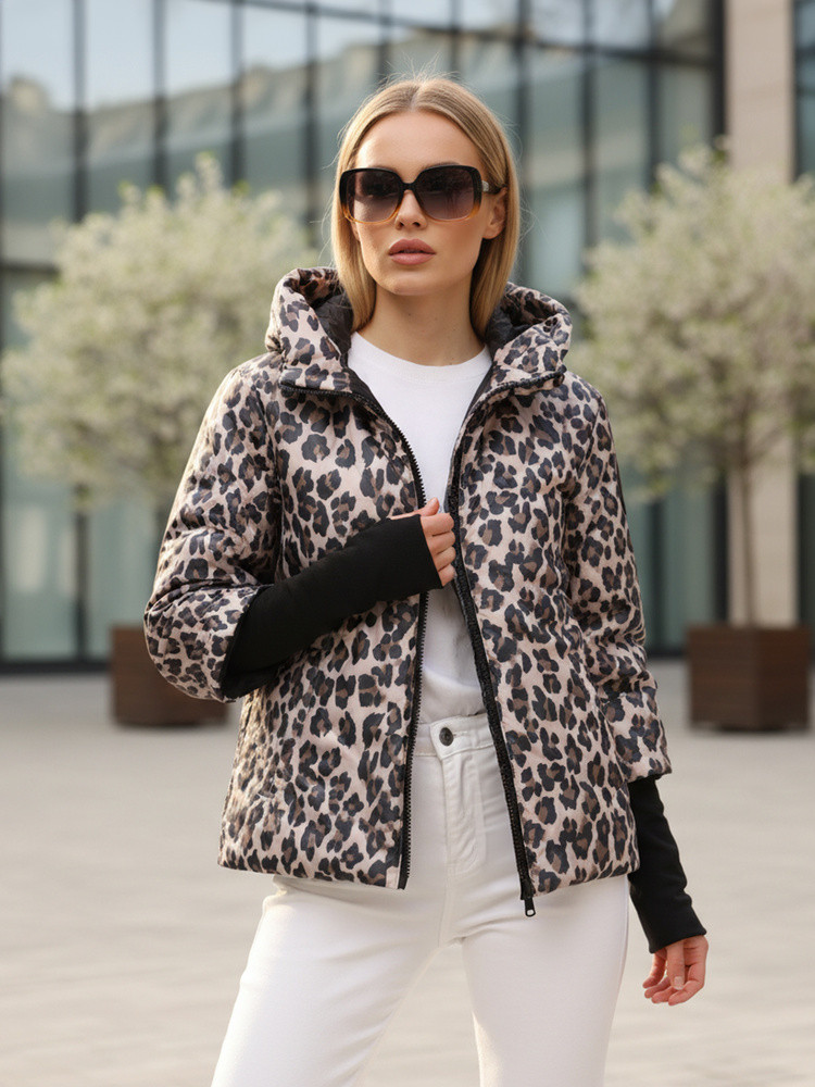 Dámská prošívaná bunda s leopardím vzorem