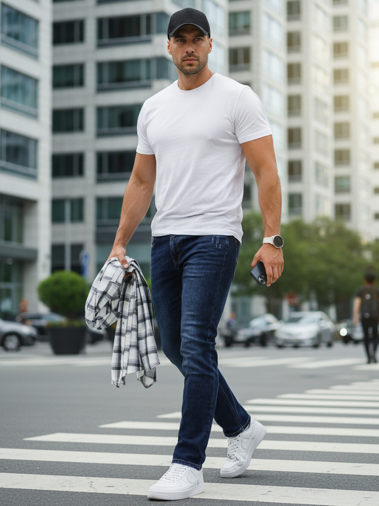 Pánské džíny slim fit navy blue FashionStreet UX4479 s33 (obrázek 3)