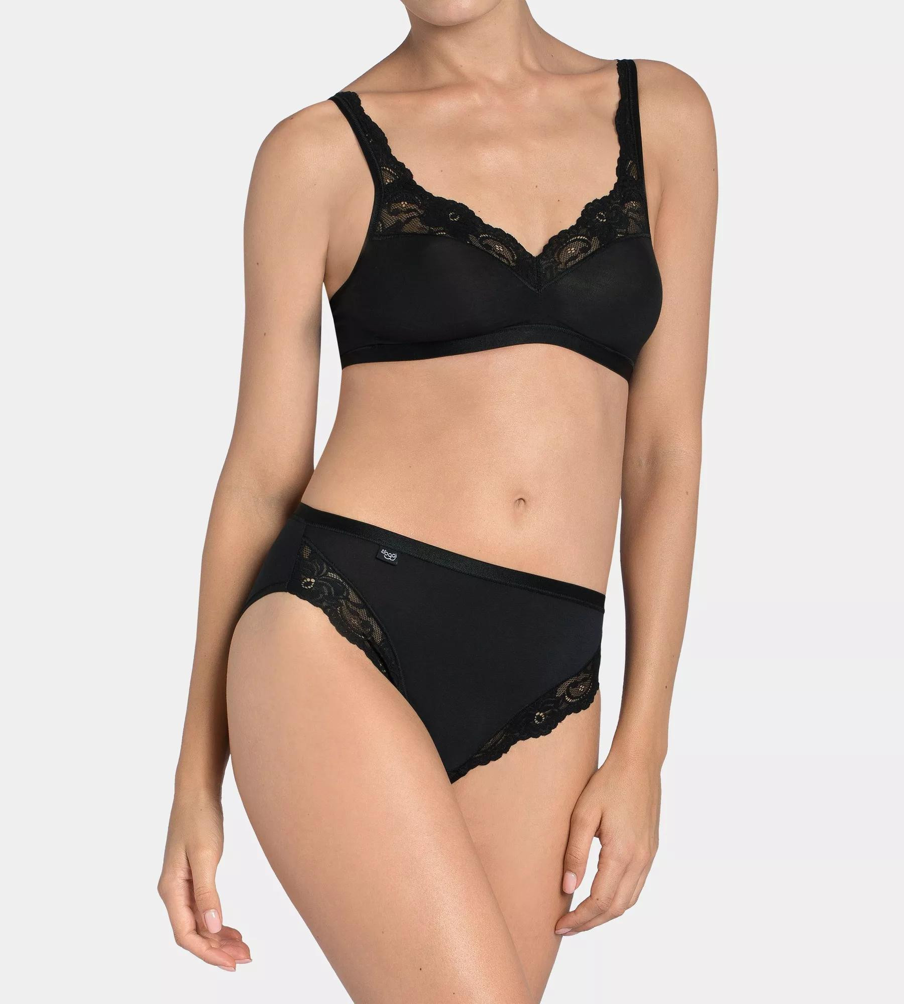 Sloggi Romance - Tai kalhotky z bavlny Supima® s krajkou Sloggi BLACK 44