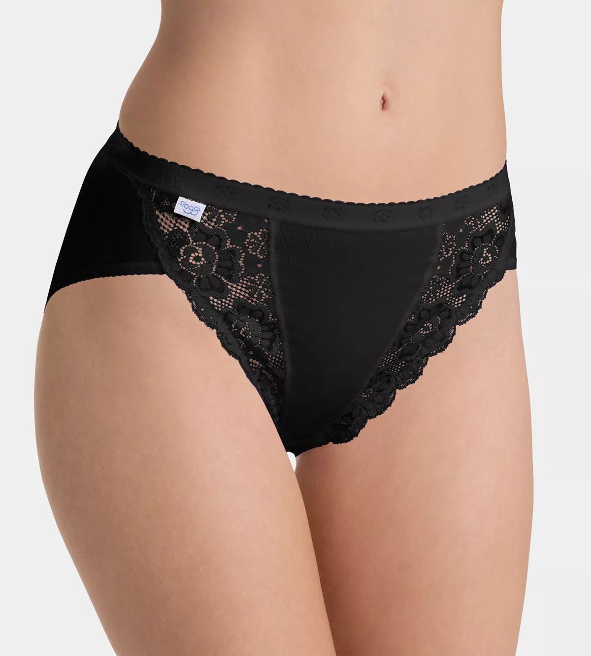 Kalhotky sloggi Chic Tai 4P černé BLACK - SLOGGI BLACK 36