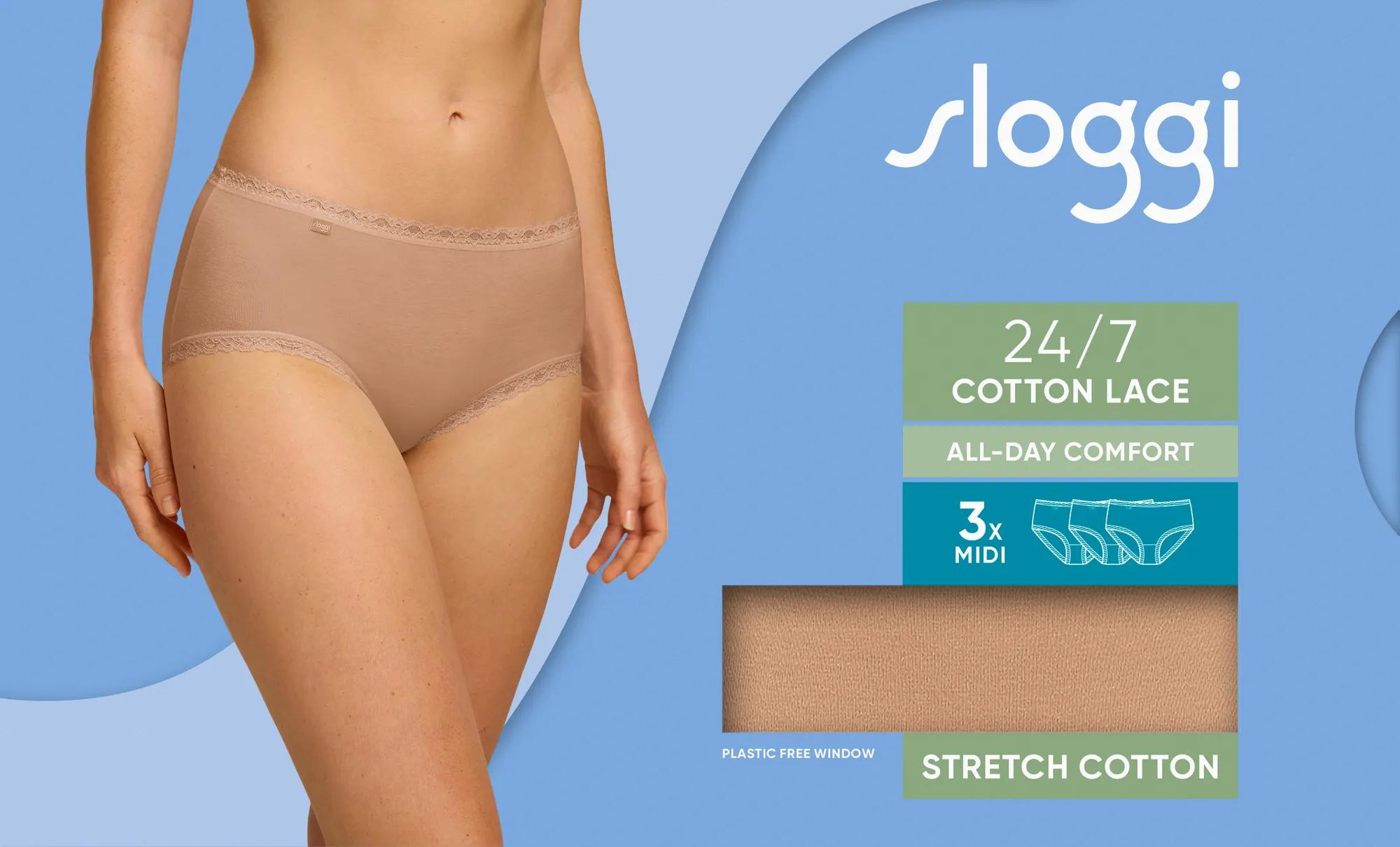 Dámské kalhotky 24/7 Cotton Lace Midi C3P - BRUSH - tělové 6239 - SLOGGI BROWN 40 (obrázek 3)