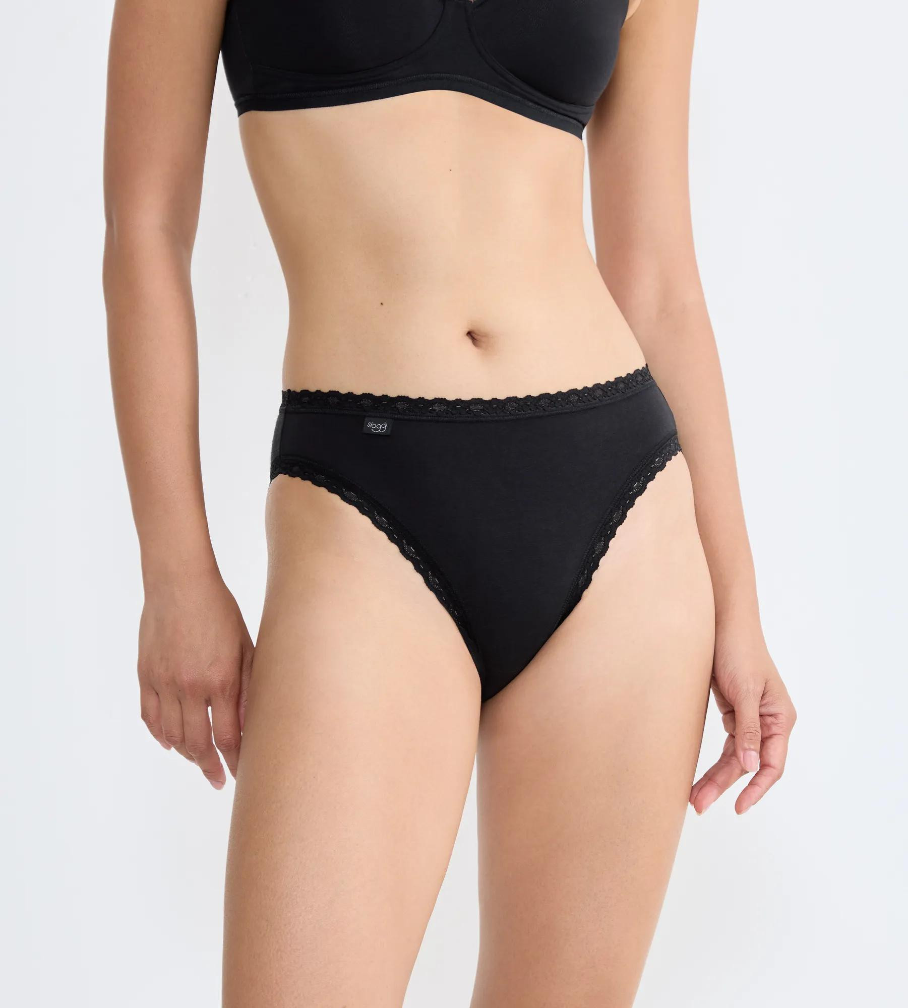 Dámské kalhotky sloggi 24/7 Cotton Lace Tai C3P - černé - SLOGGI BLACK 42 (obrázek 3)