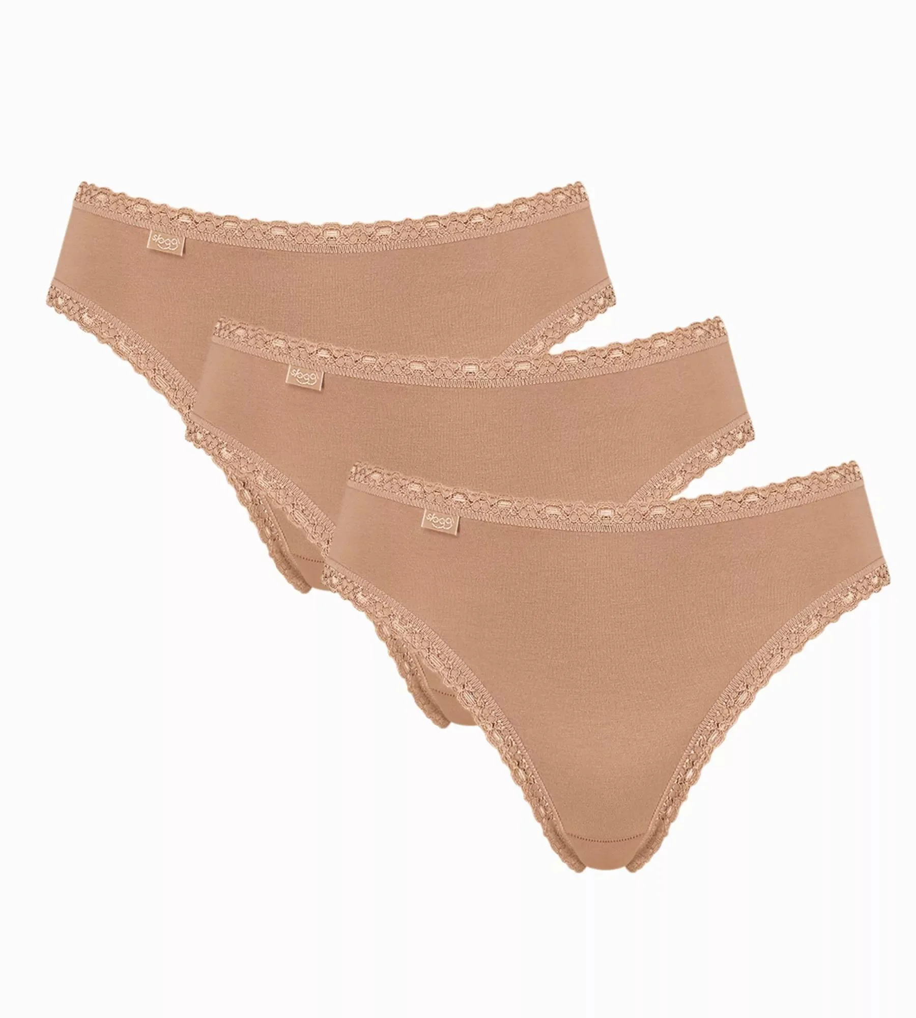 Dámske bavlnené čipkované tričko C3P 24/7 - BROWN - svetlohnedé 6239 - SLOGGI BROWN 46