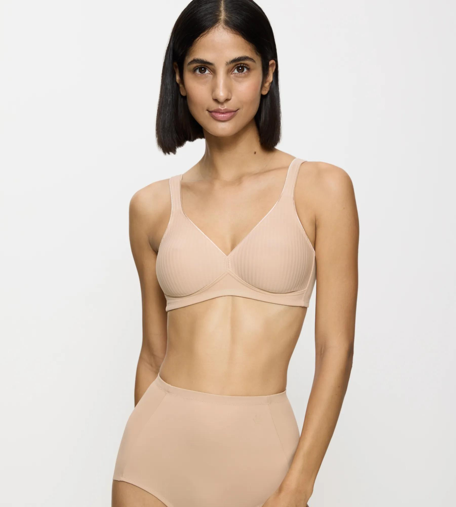 MODERN SOFT+COTTON - Proužkovaná bavlněná podprsenka bez kostic Triumph NEUTRAL BEIGE 85B