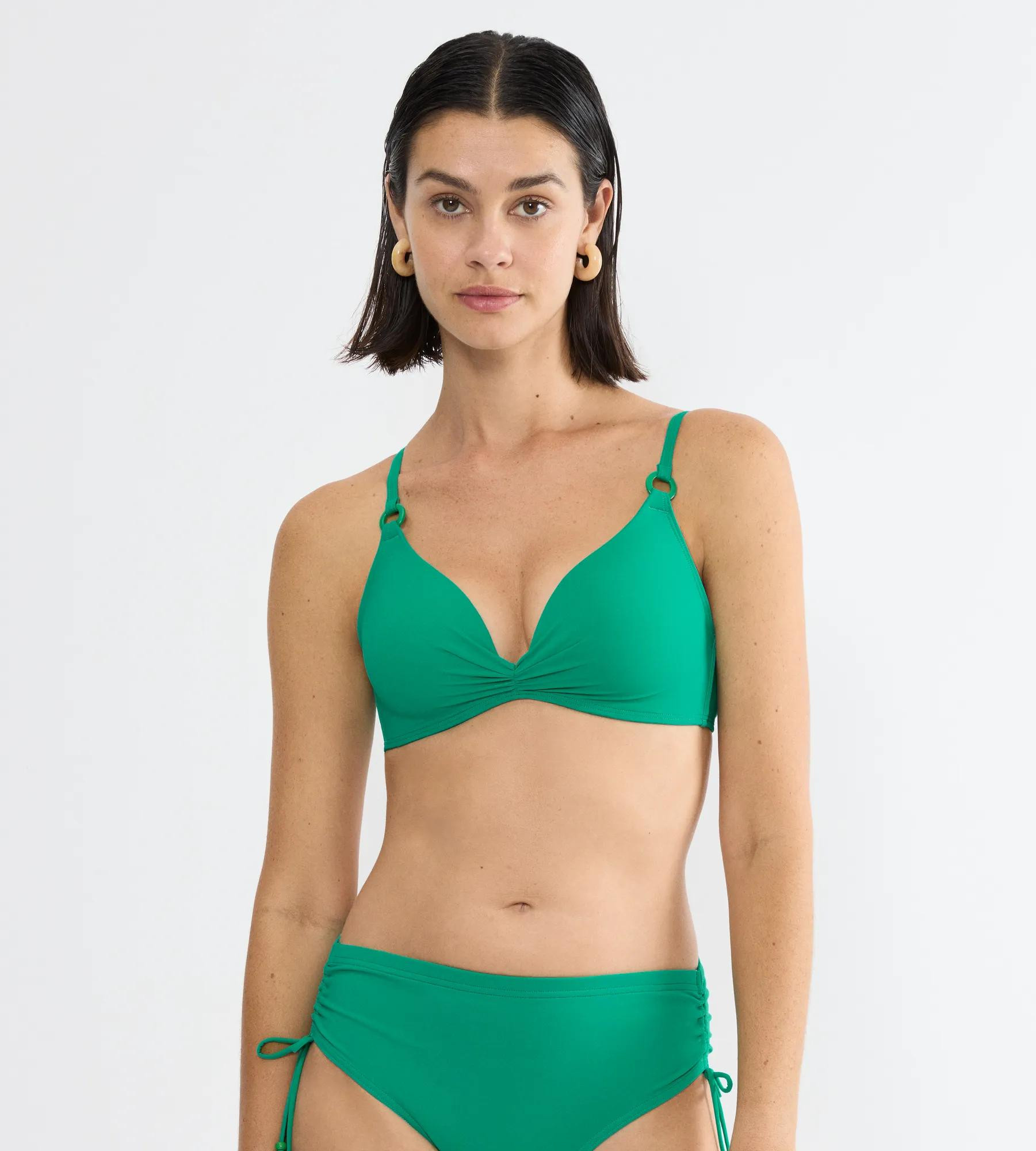 Mix & Match Summer – Vyztužený plavkový top se srdcovým výstřihem Triumph PALM GREEN 38C