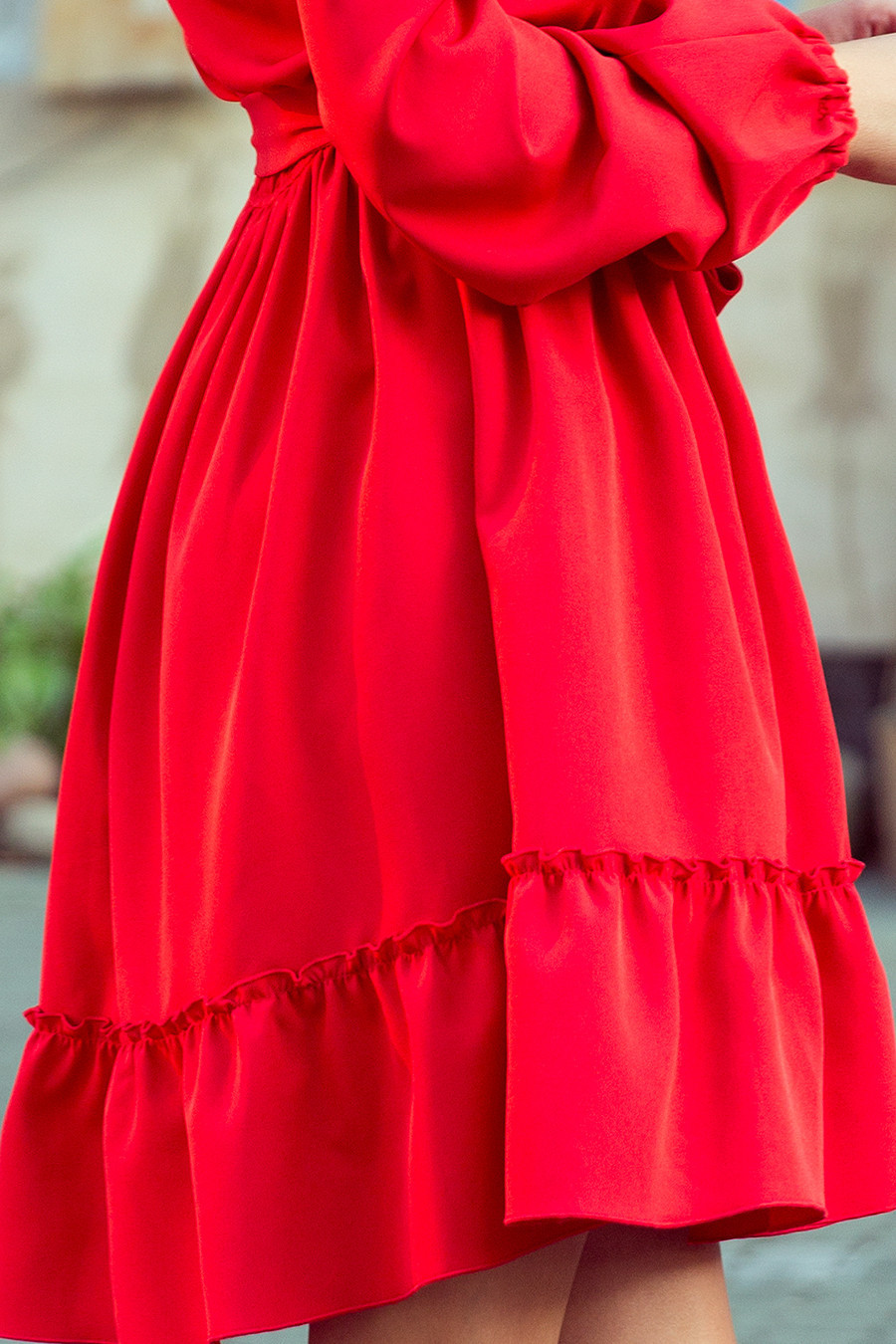 DAISY - Červené dámské šaty s volánky 265-4 XS