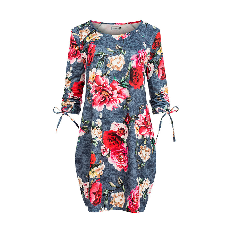 Pohodlné dámské oversize šaty s květinovým vzorem na S model 8009171 - numoco