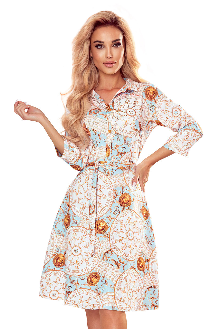Rozšířené dámské košilové šaty se vzorem XL model 17401650 - numoco