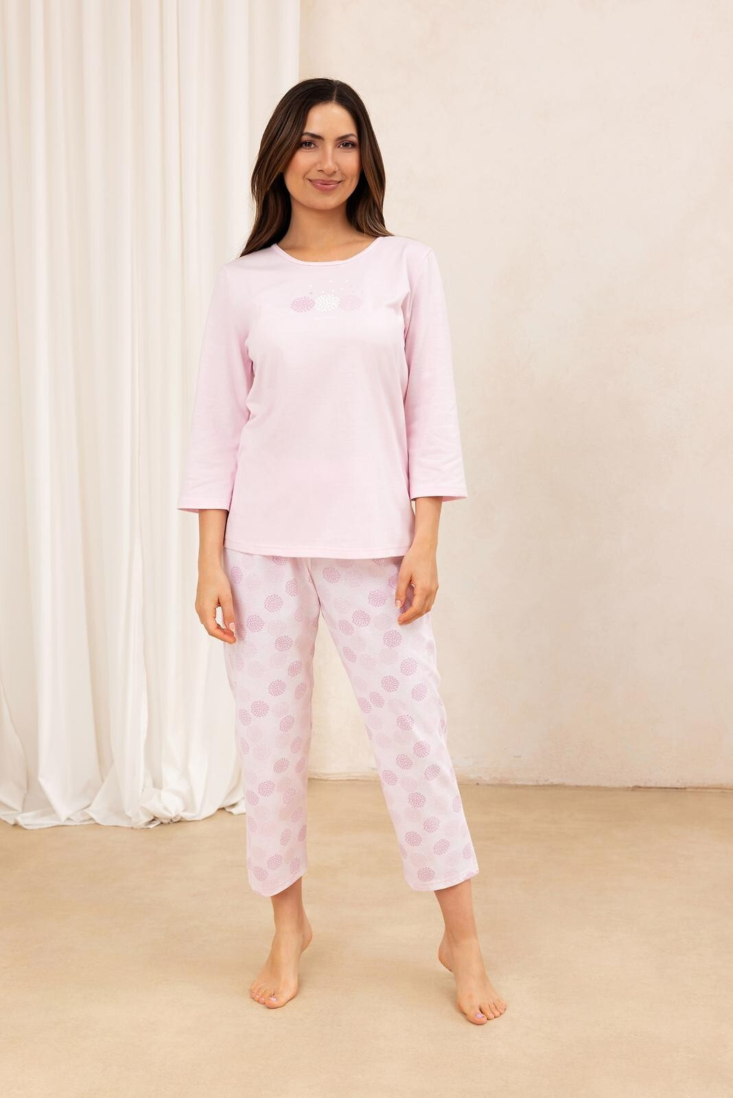 Pyžamo Regina 702 3/4 S-XL Z25/26 dámské hnědá S (obrázek 3)