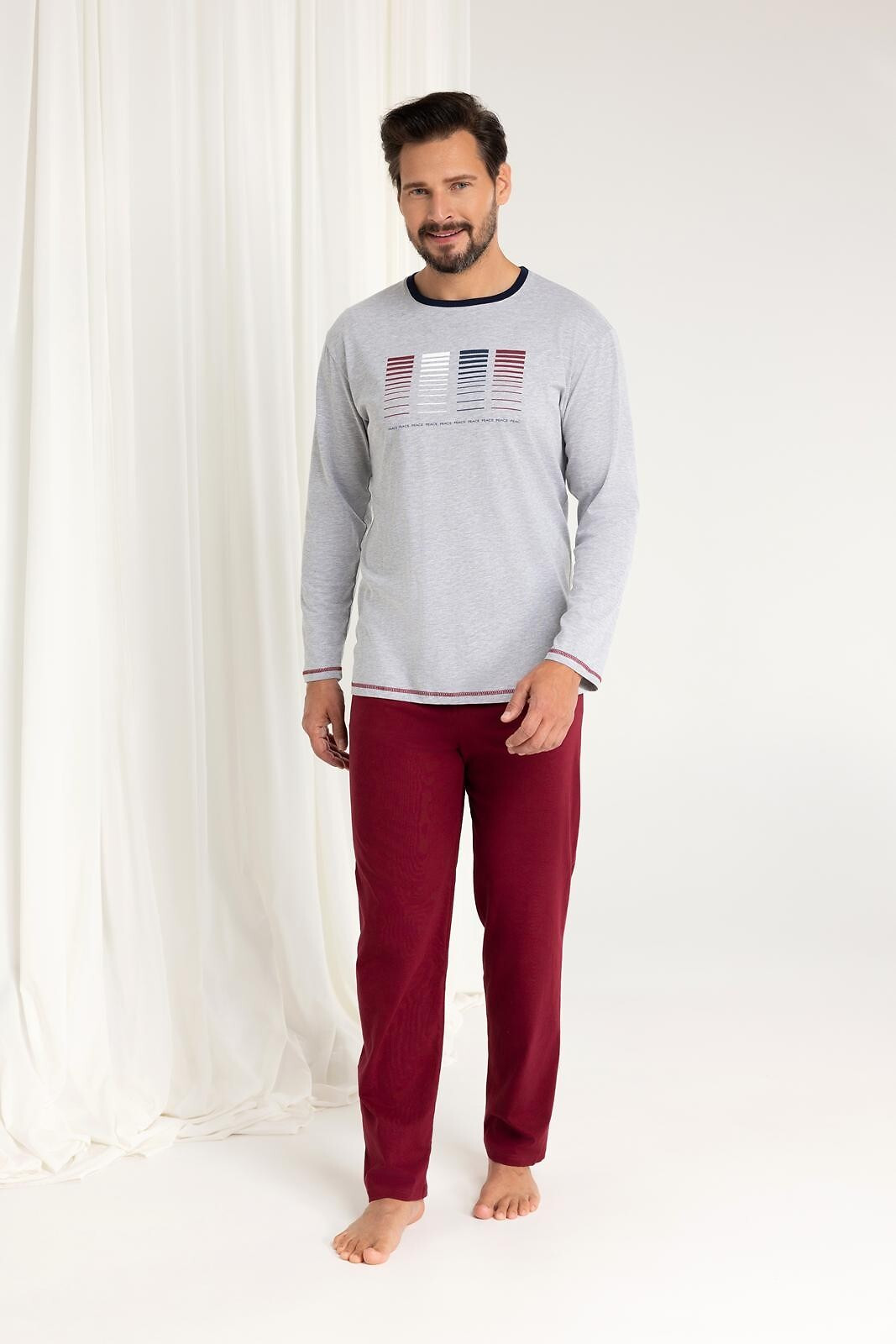 Pyžamo Regina 487 délka/r M-XL Z25/26 pánské lehká melanž XL