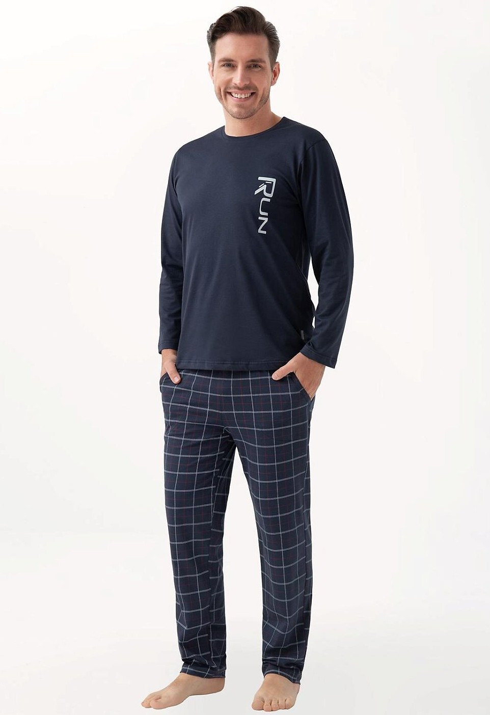 Luna 810 long/r 3XL Z24/25 pánske pyžamo kaštanové 3xl