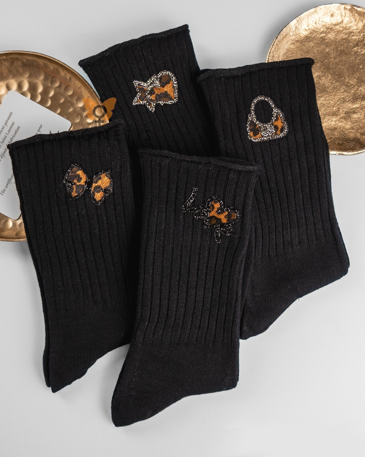 Magnetis QR5008 Ponožky s leopardím vzorom, bez chrbta MIX Univerzální