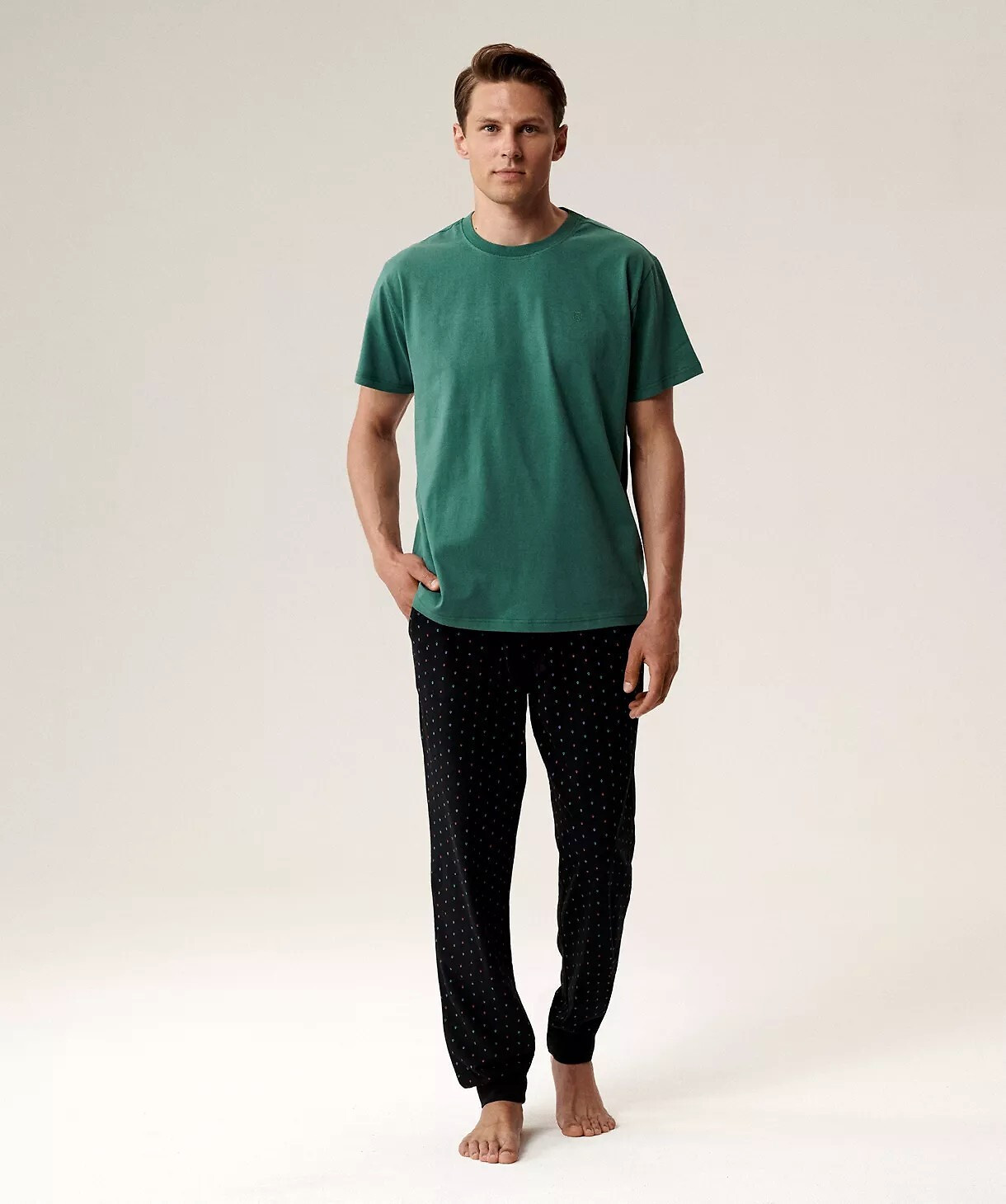 Pánské pyžamo Atlantic NMP-388 kr/r S-2XL zeleno-černá M