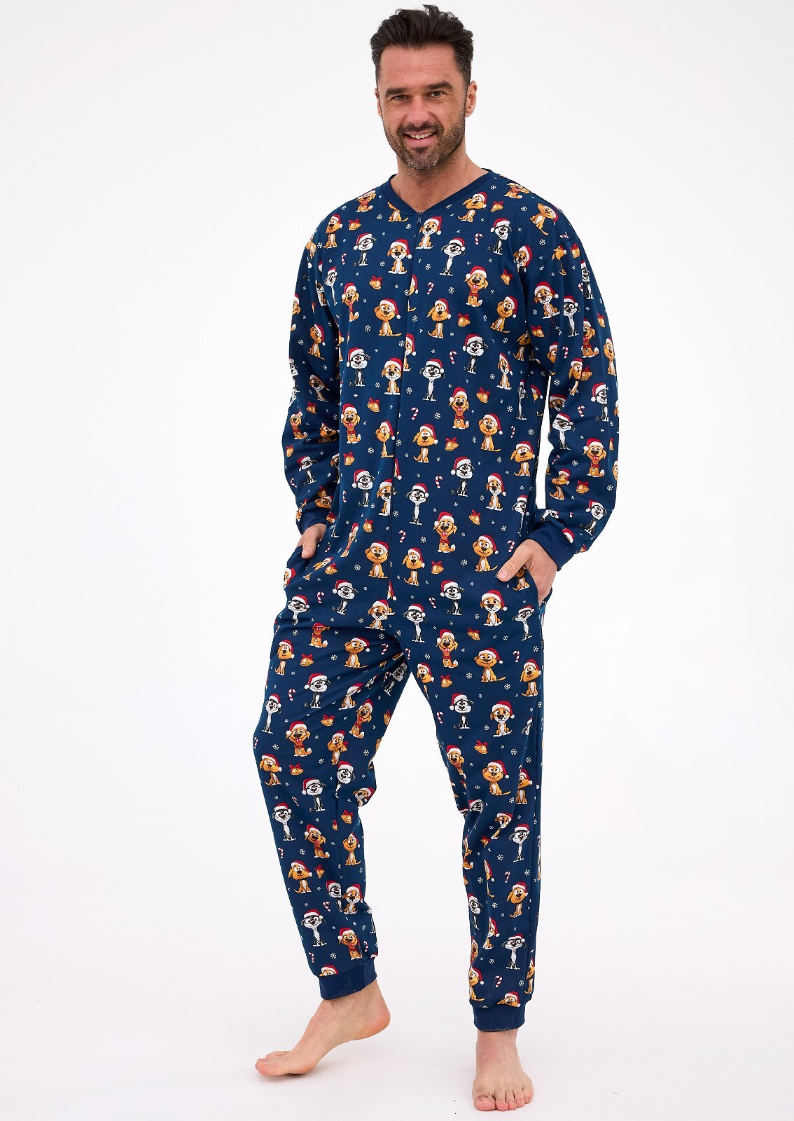 Kombinéza Cornette 196/295 Dog 2 long/r Christmas S-2XL men tmavě modrá L