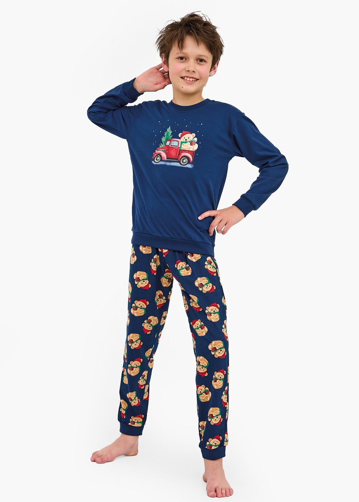 Cornette Young Boy 966/172 Teddy 2 l/r Vánoční 134-164 pyžamo tmavě modrá 134-140