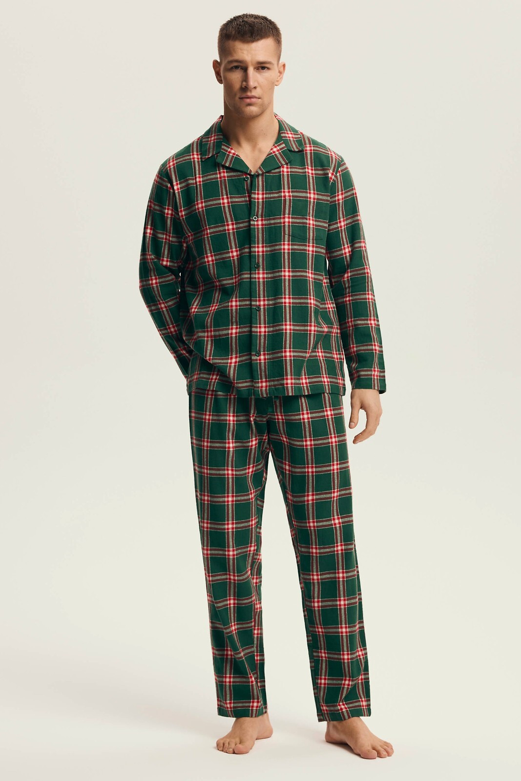 Levně Pyžamo Henderson 43460 Délka matice/r M-3XL pruhované zelená XXL