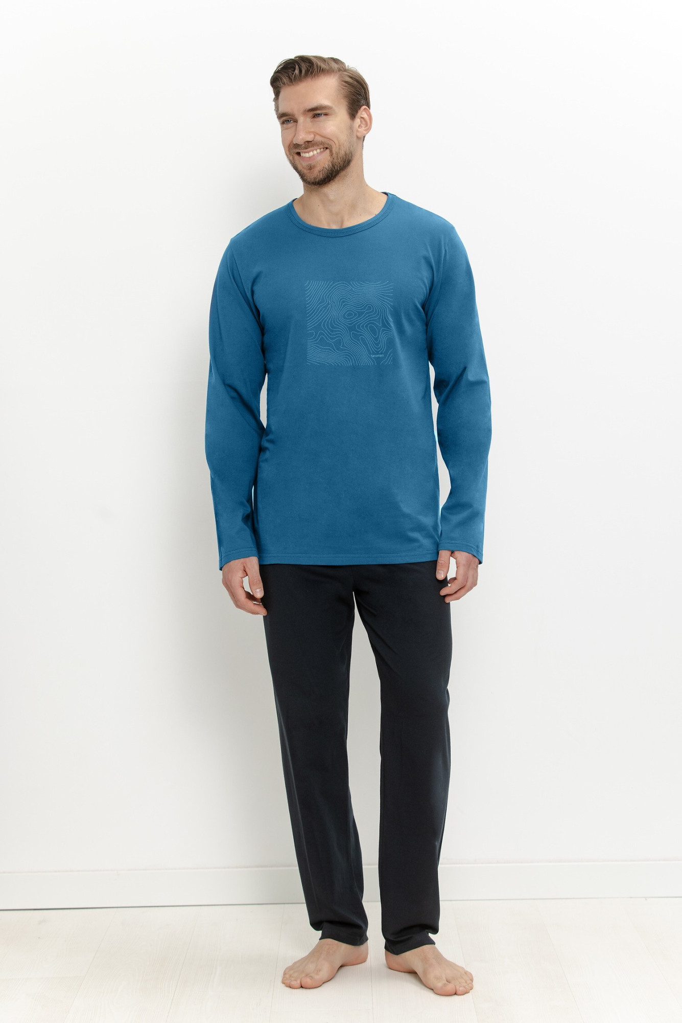 Pyžamo Taro 3672 Rafael, dlouhé rukávy, velikosti M–2XL, Z26 modrá XXL