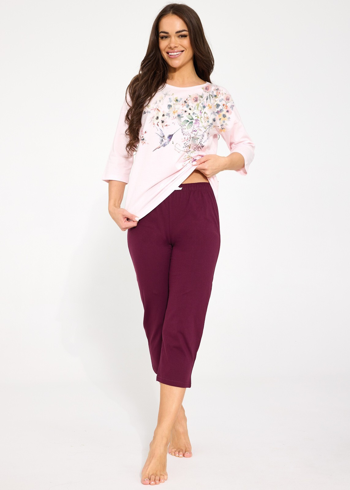 Pyžamo Cornette 1105/497 Floris 2 3/4 S–2XL růžová L
