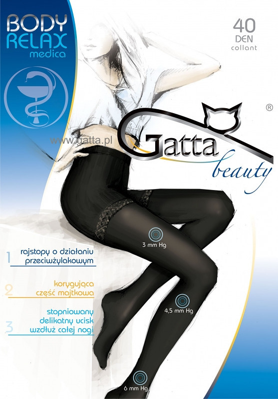 Dámske pančuchové nohavice Gatta Body Relax Medica 40 deň 2-4 nero / čierna 3-M
