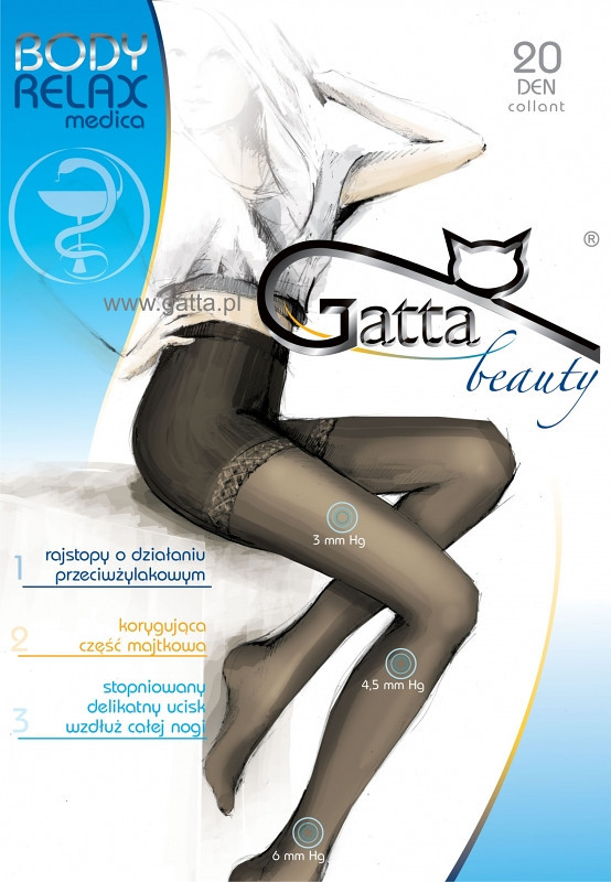 Dámske pančuchové nohavice Gatta Body Relax Medica 20 deň 2-4 nero / čierna 3-M