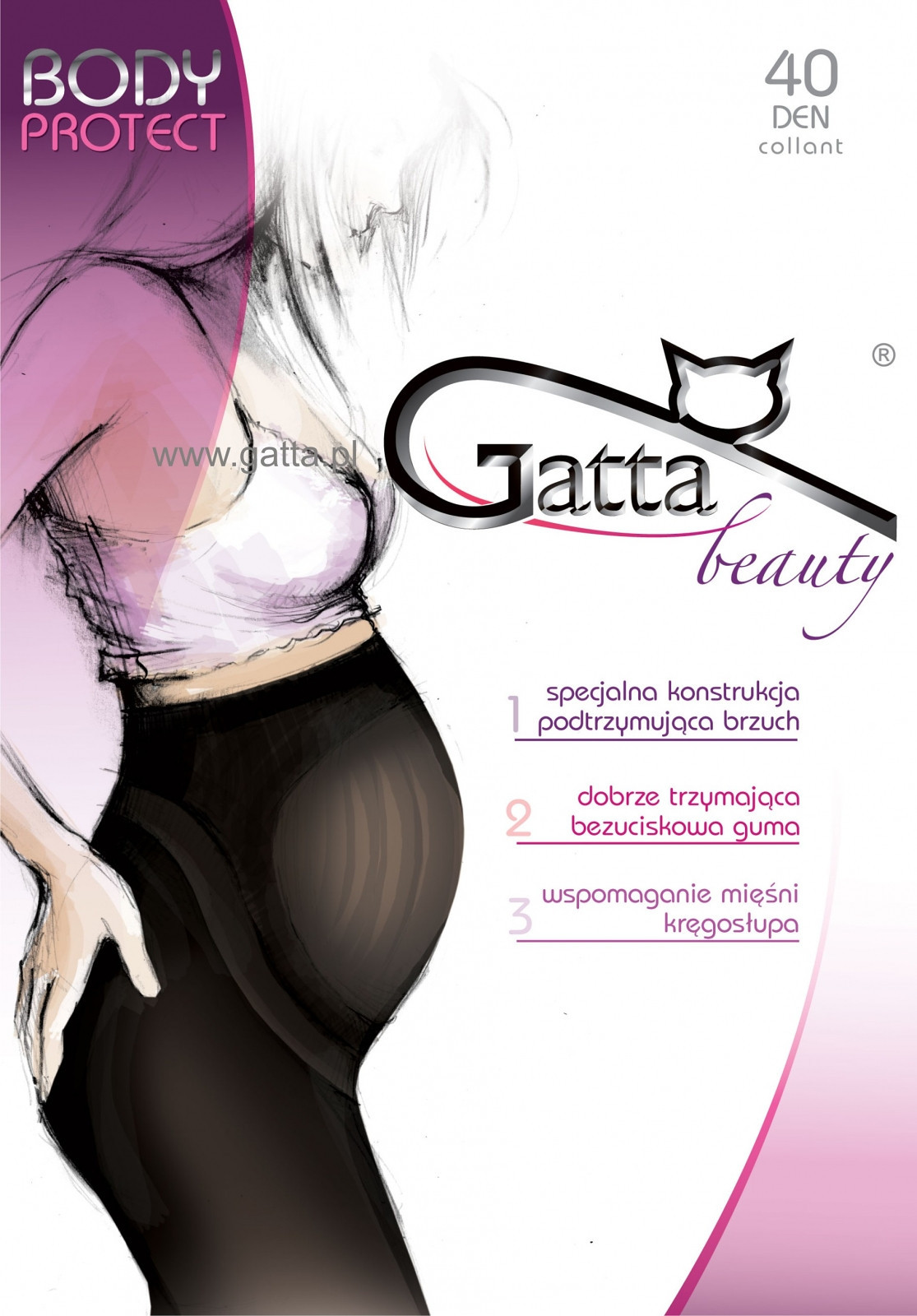 Tehotenské pančuchové nohavice Gatta Body Protect 40 deň nero / čierna 3-M