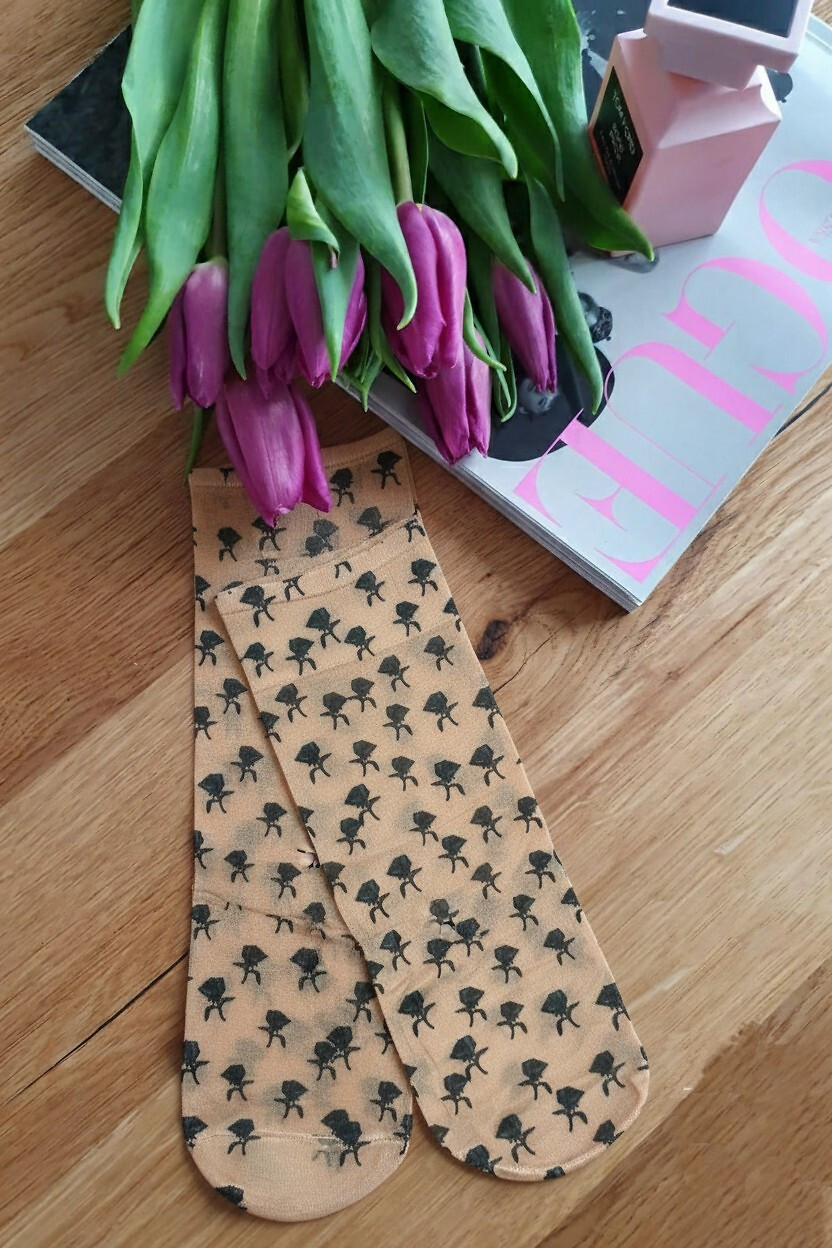 Dámske vzorované ponožky Magnetism lycra 20 den Béžová Univerzální