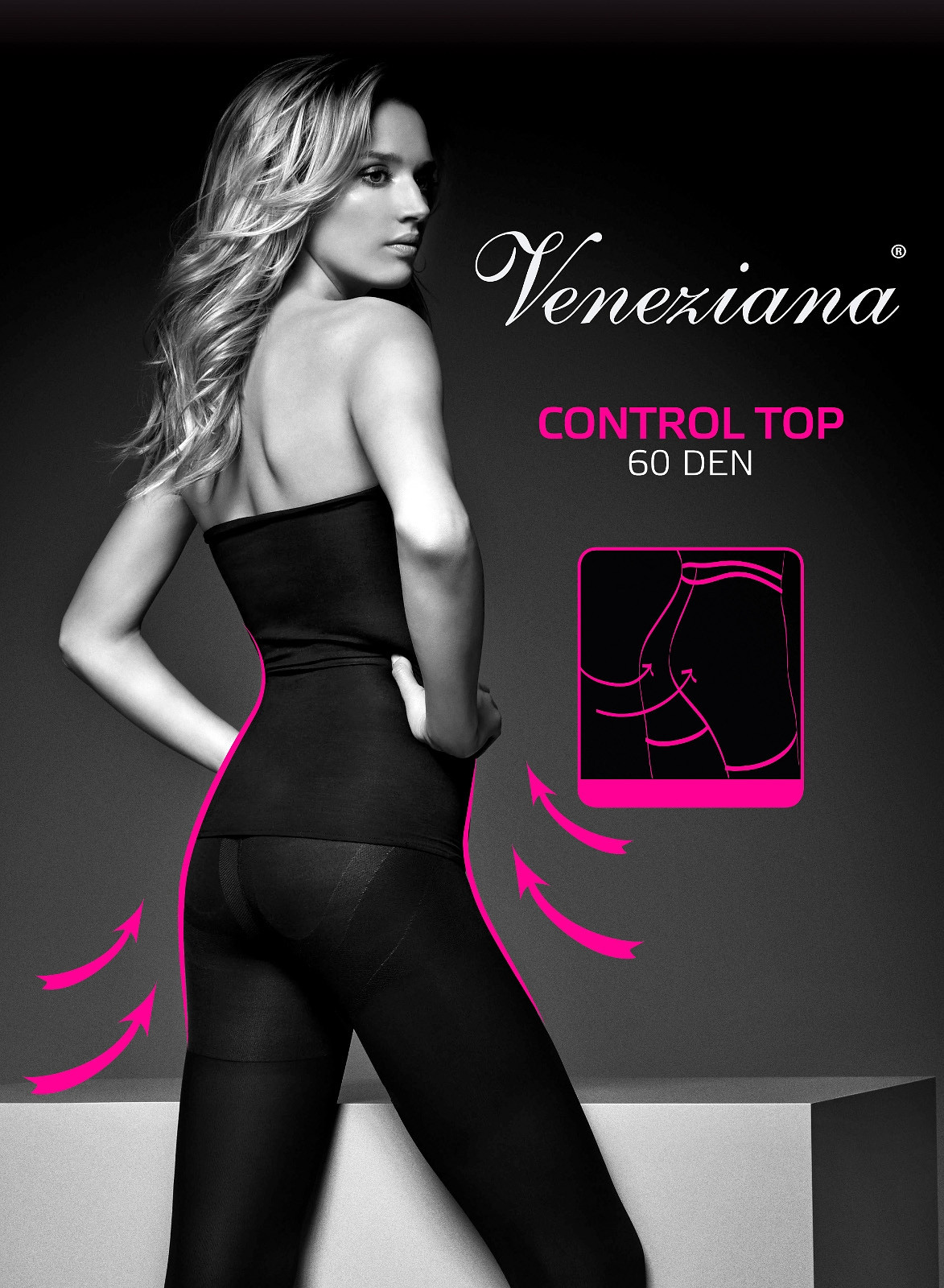 Dámské punčochové kalhoty Veneziana Control Top 60 den Barva: nero/černá, Velikost: 3-M